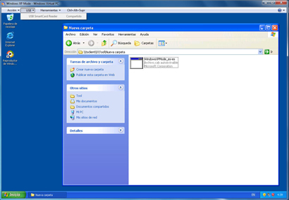 Localización de una descarga en Windows XP Mode